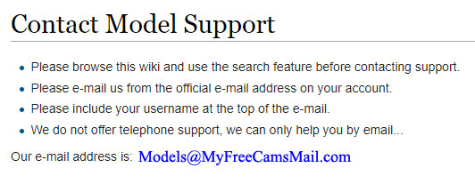 MyFreeCams - Model support